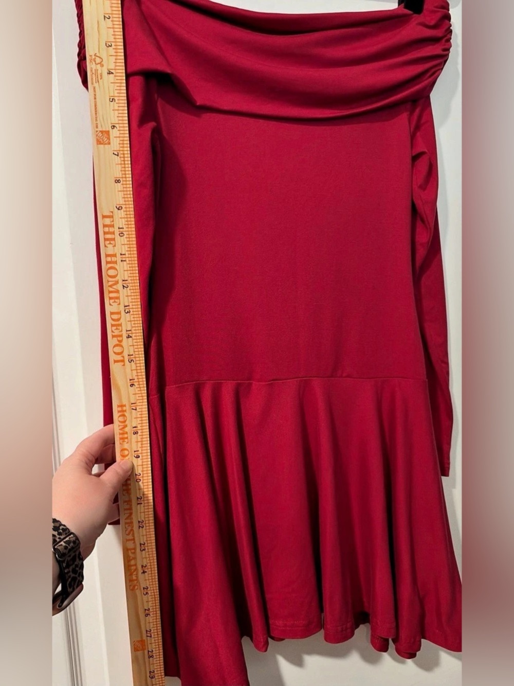 Red Off-Shoulder Mini Dress - Picture 3 of 4